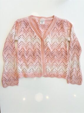 Abercrombie Kids Pink and Cream Open Knit Cardigan Sweater